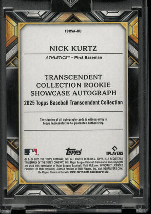 2025 Topps Transcendent Rookie Showcase Autograph Nick Kurtz Auto Green /5 