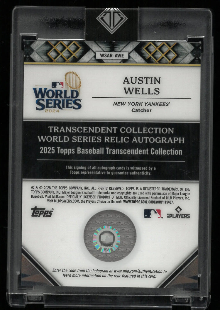 2025 Topps Transcendent World Series Relic Autograph Austin Wells Auto Green /5 