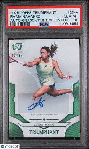 2025 Topps Triumphant Tennis Auto Emma Navarro A Grass Court Green Foil/35 PSA10 