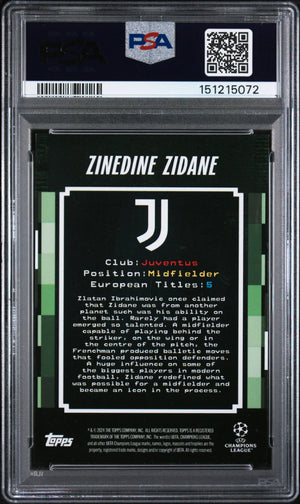 2025 Topps UCC Decades 1990's Pioneer Zinedine Zidane Green /99 PSA 9 
