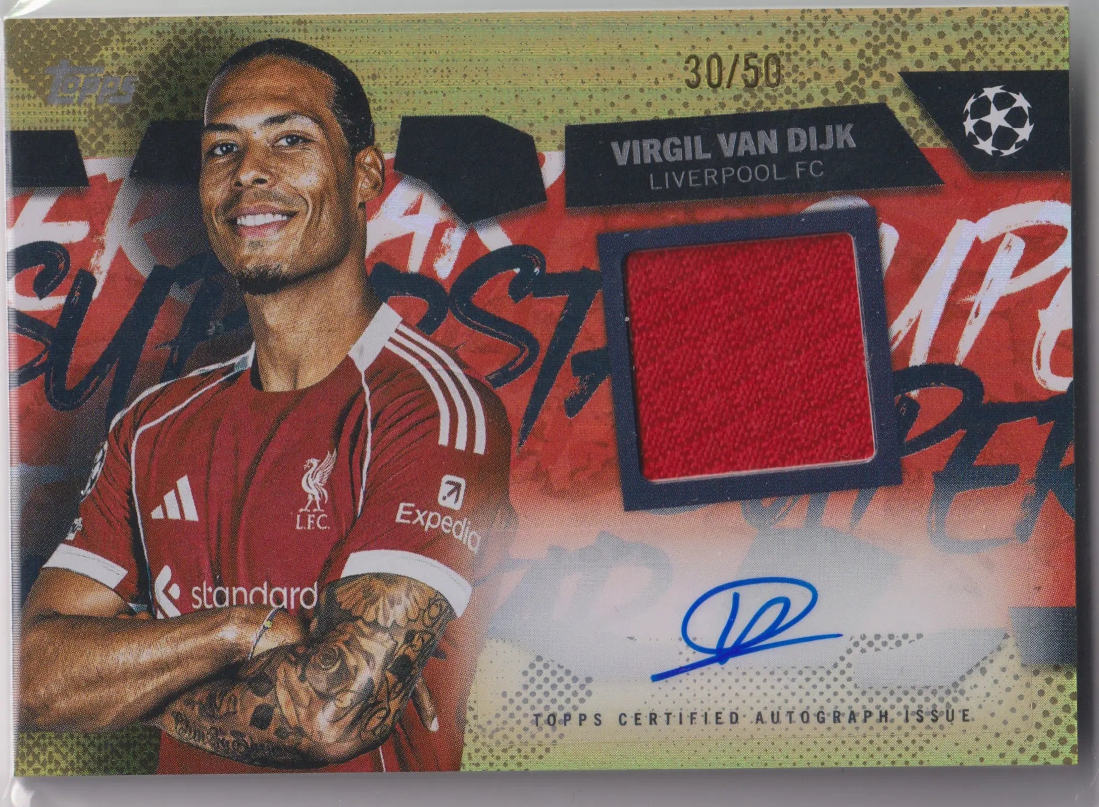 2025 Topps UEFA CC Superstar Autograph Patch Virgil Van Dijk Auto Gold /50 