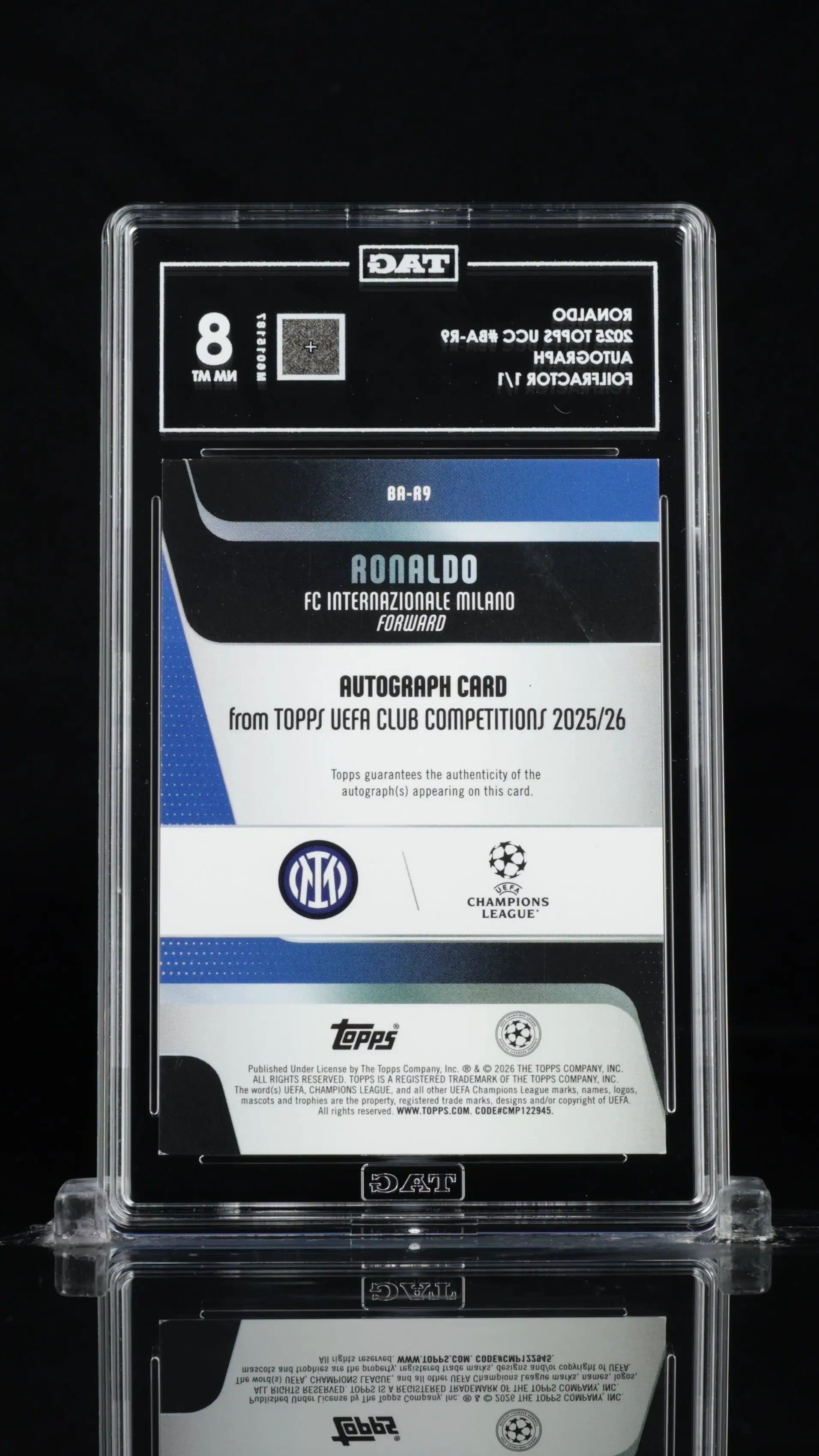 2025 Topps UEFA Club Competitions Ronaldo R9 Gold FoilFractor TAG 8 1/1 