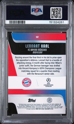 2025 Topps UEFA Club Competitions Rookie Lennart Karl Orange Foil /25 RC PSA 9 