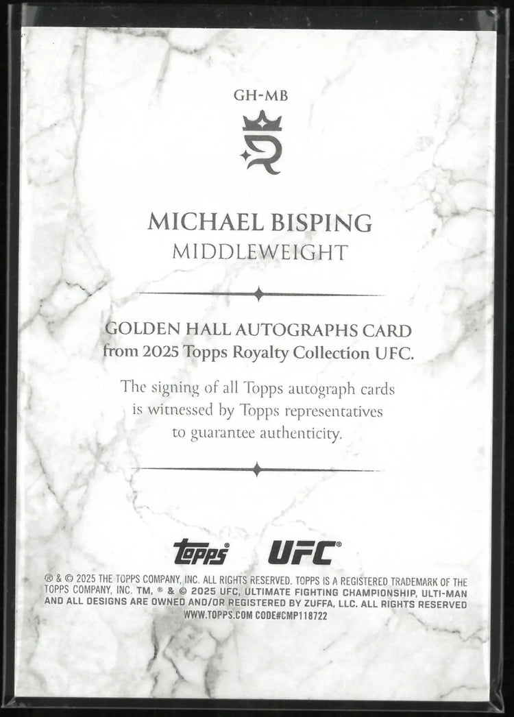 2025 Topps UFC Royalty Collection Golden Hall Autograph Michael Bisping /99 