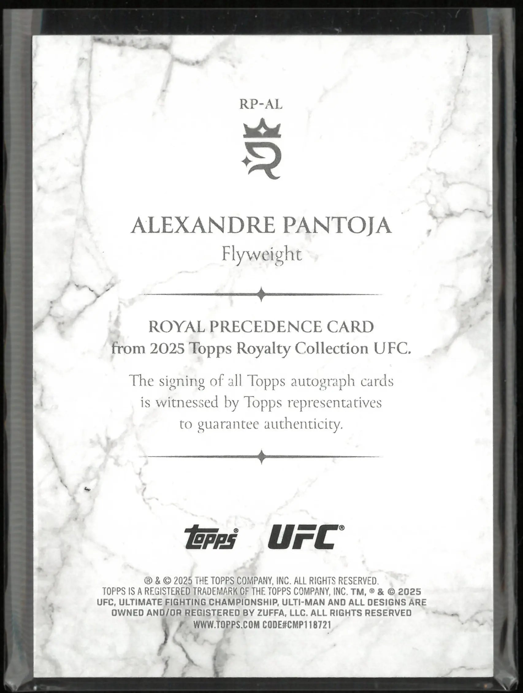 2025 Topps UFC Royalty Collection Royal Precedence Alexandre Pantoja Autograph Auto /49 