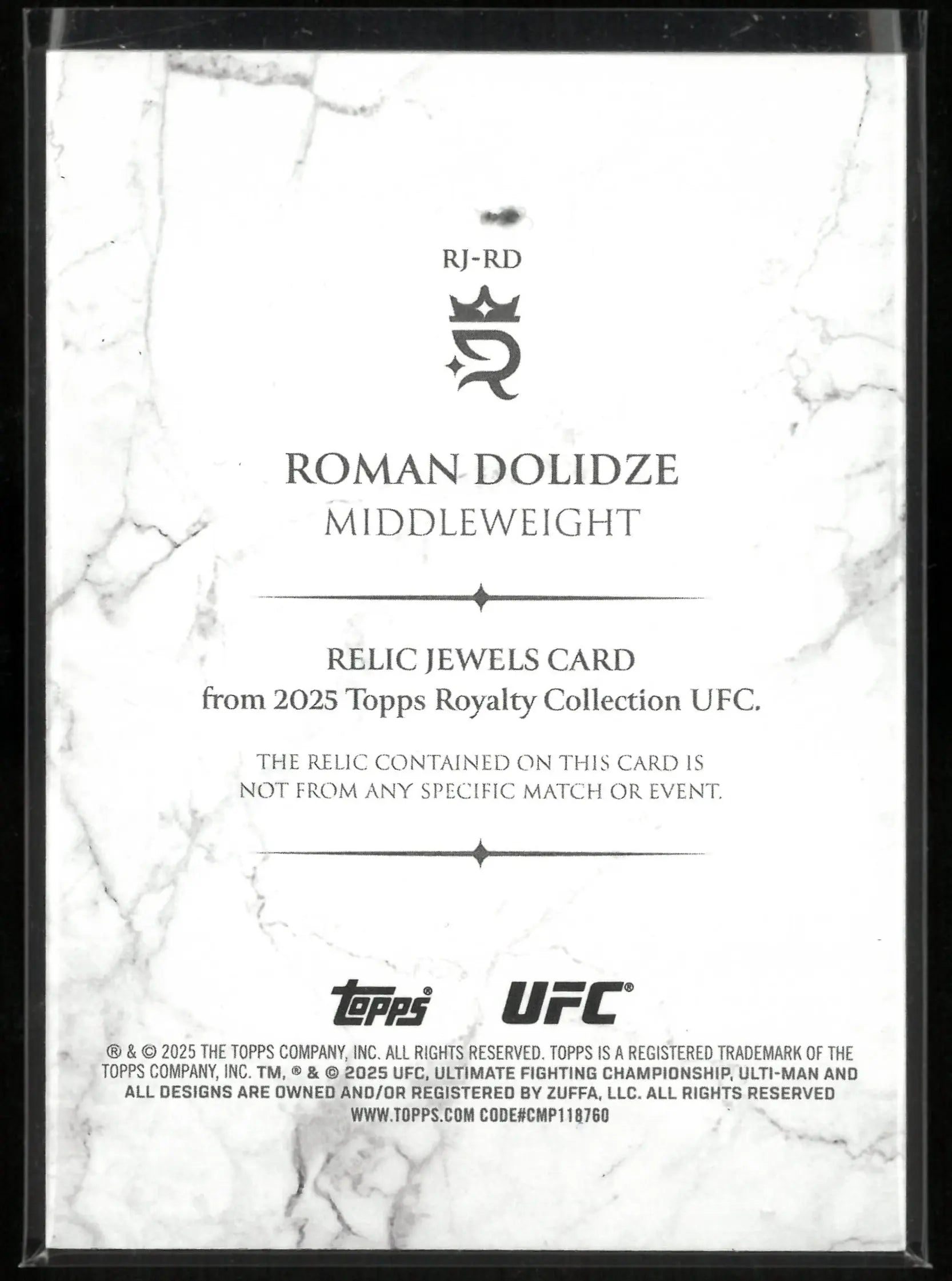 2025 Topps UFC Royalty Relic Jewels Roman Dolidze Patch Blue /1 