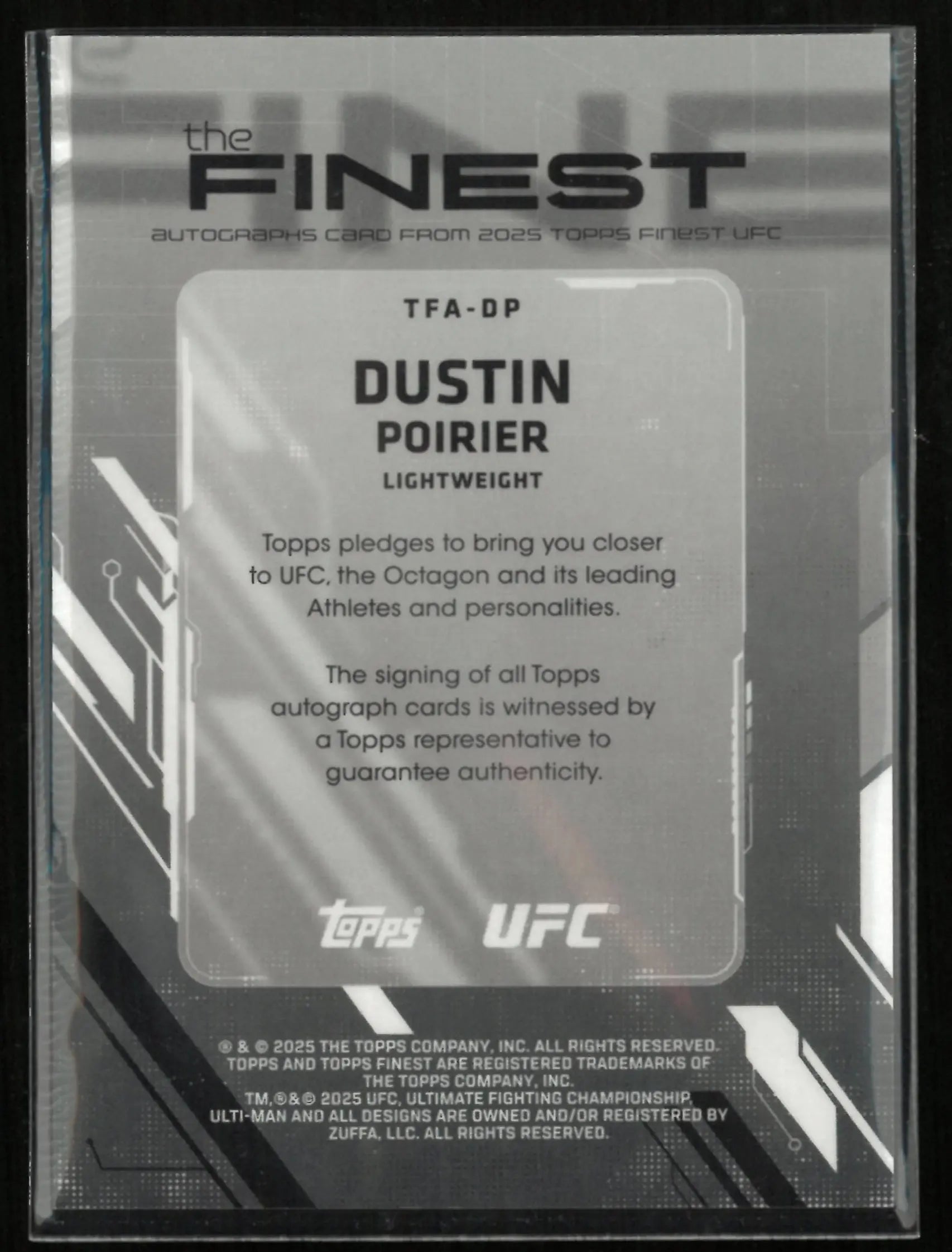 2025 Topps UFC The Finest Dustin Poirier Autograph 