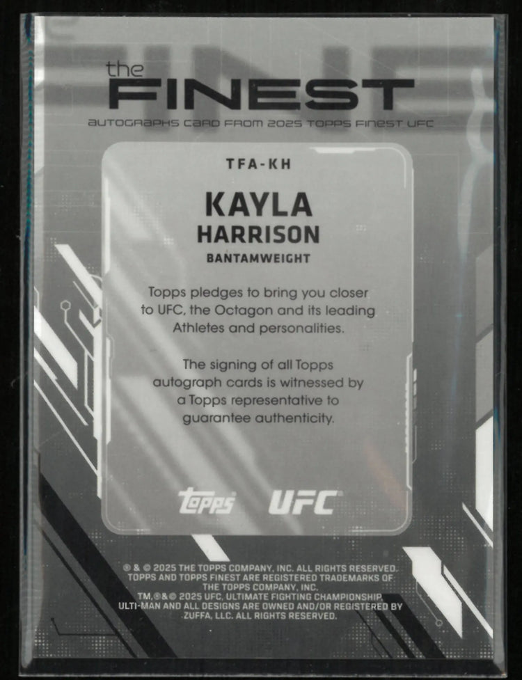 2025 Topps UFC The Finest Kayla Harrison Autograph Blue /75 