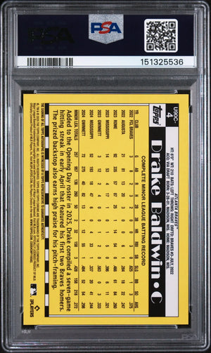 2025 Topps Update Silver 1990 Promo Rookie Autograph Drake Baldwin/199 RC PSA 10 