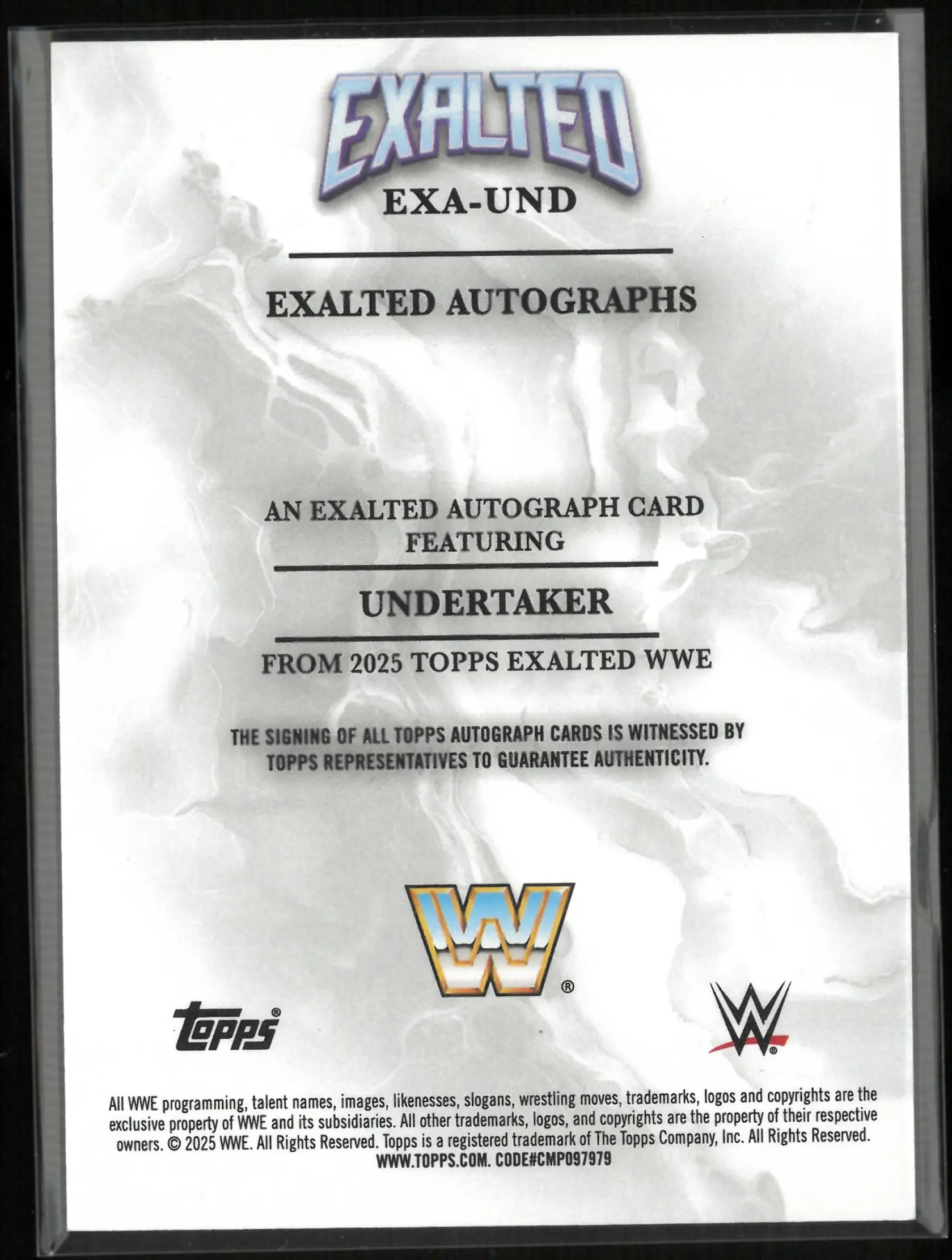 2025 Topps WWE Exalted Autograph Undertaker Auto /99 