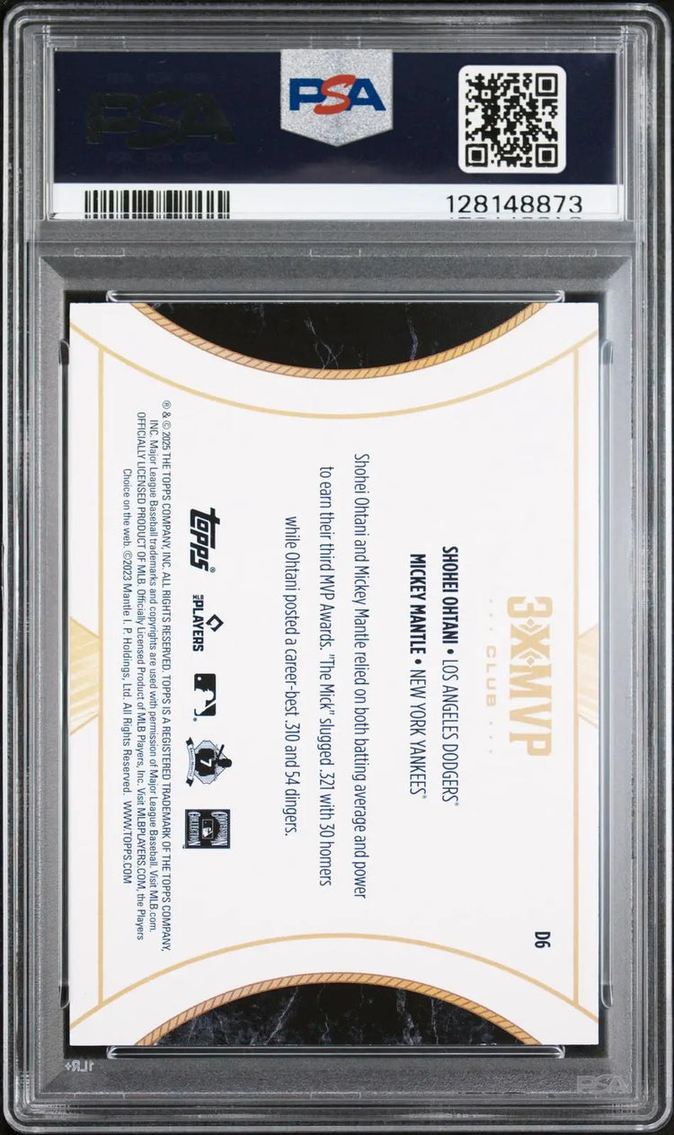 2025 Topps Welcome To The Club 3x MVP Dual Ohtani/Mantle PSA 8 
