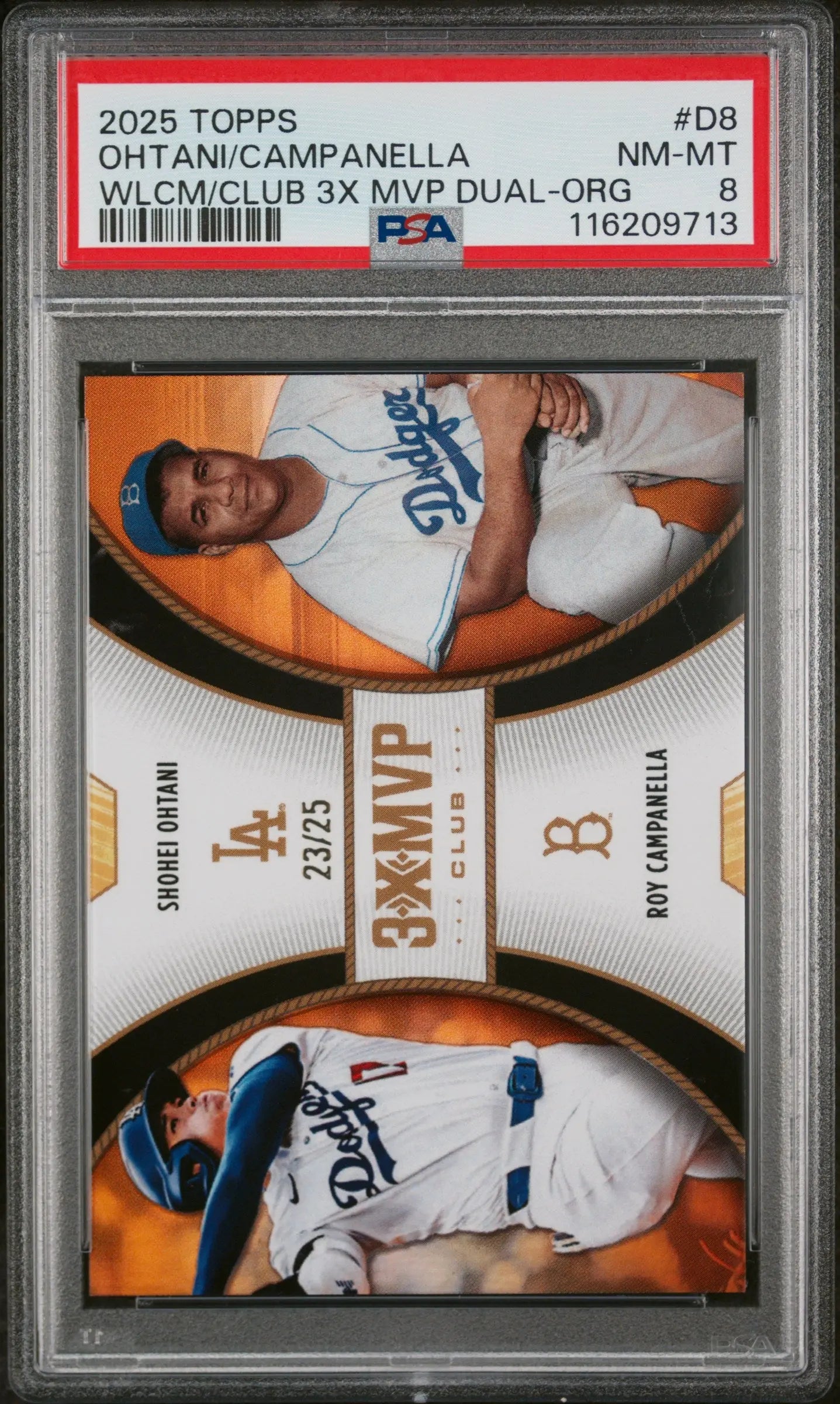 2025 Topps Welcome To The Club 3x MVP Ohtani Campanella Orange Foil /25 PSA 8 