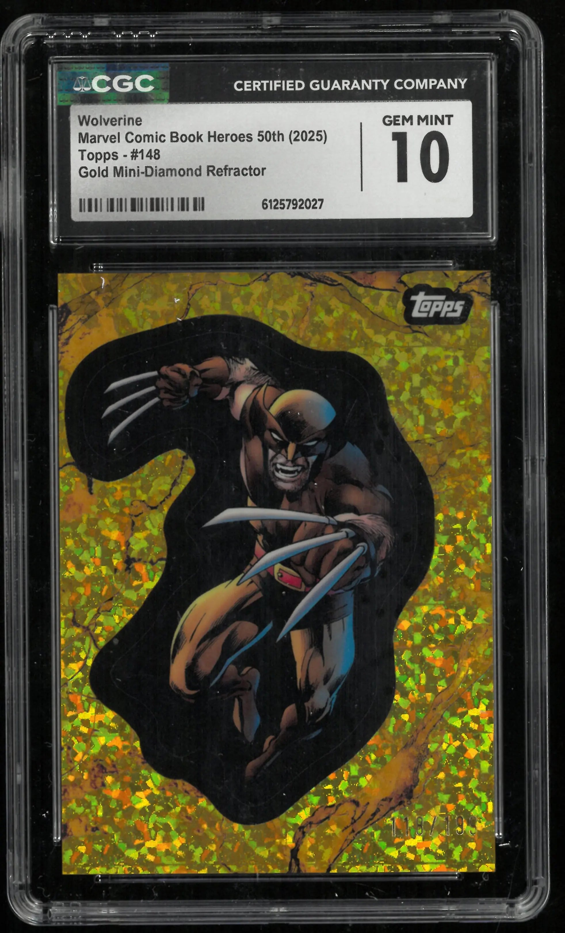 2025 Topps Wolverine Marvel Comic Book Heroes Gold Mini Diamond Ref /199 CGC 10 
