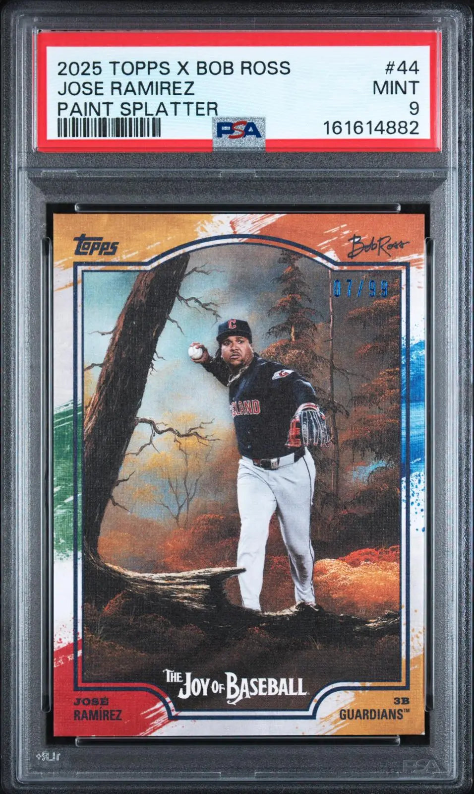 2025 Topps X Bob Ross The Joy Of Baseball Jose Ramirez Paint Splatter PSA 9 