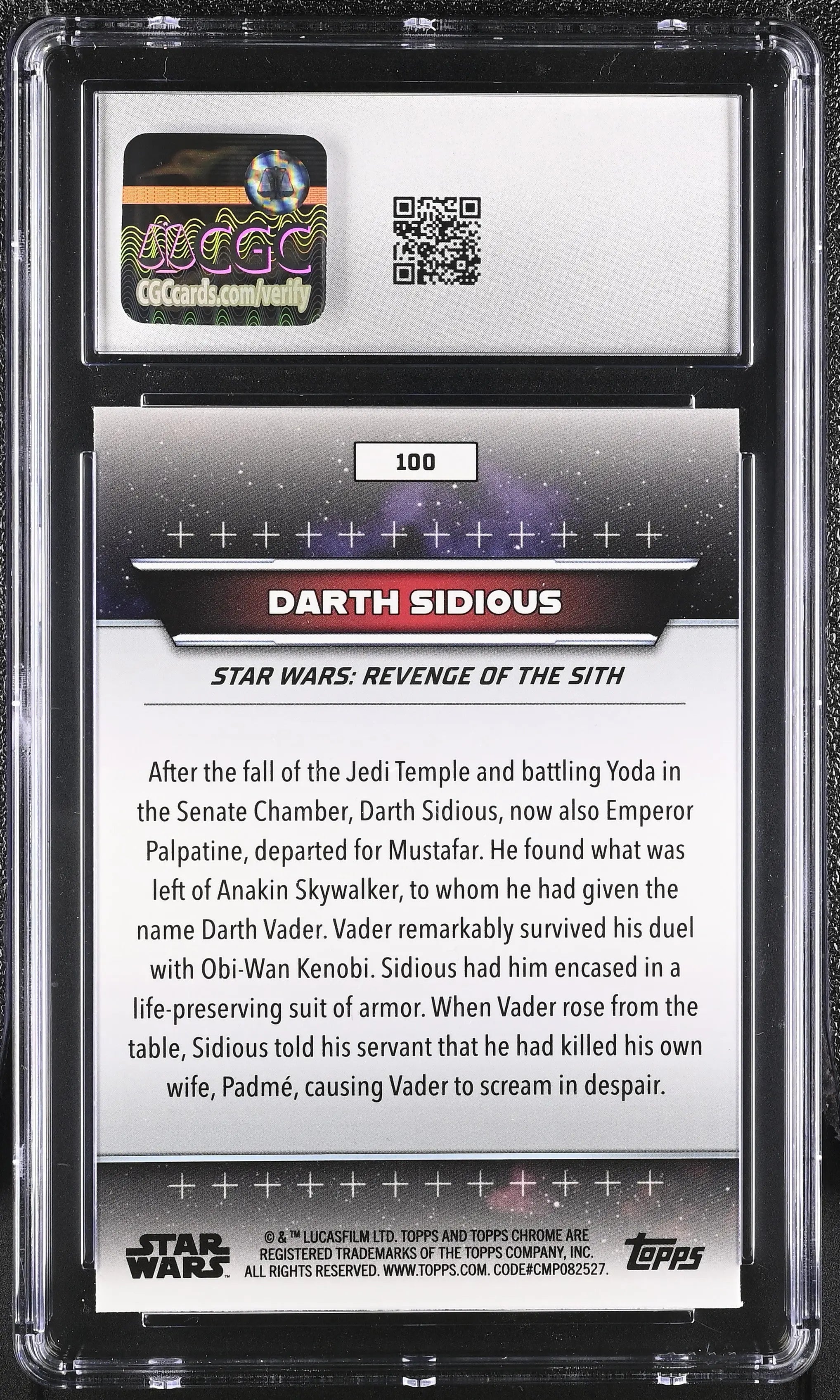 2025 Topps '24 Star Wars: Hyperspace Darth Sidious 190/199 #100 CGC 10 