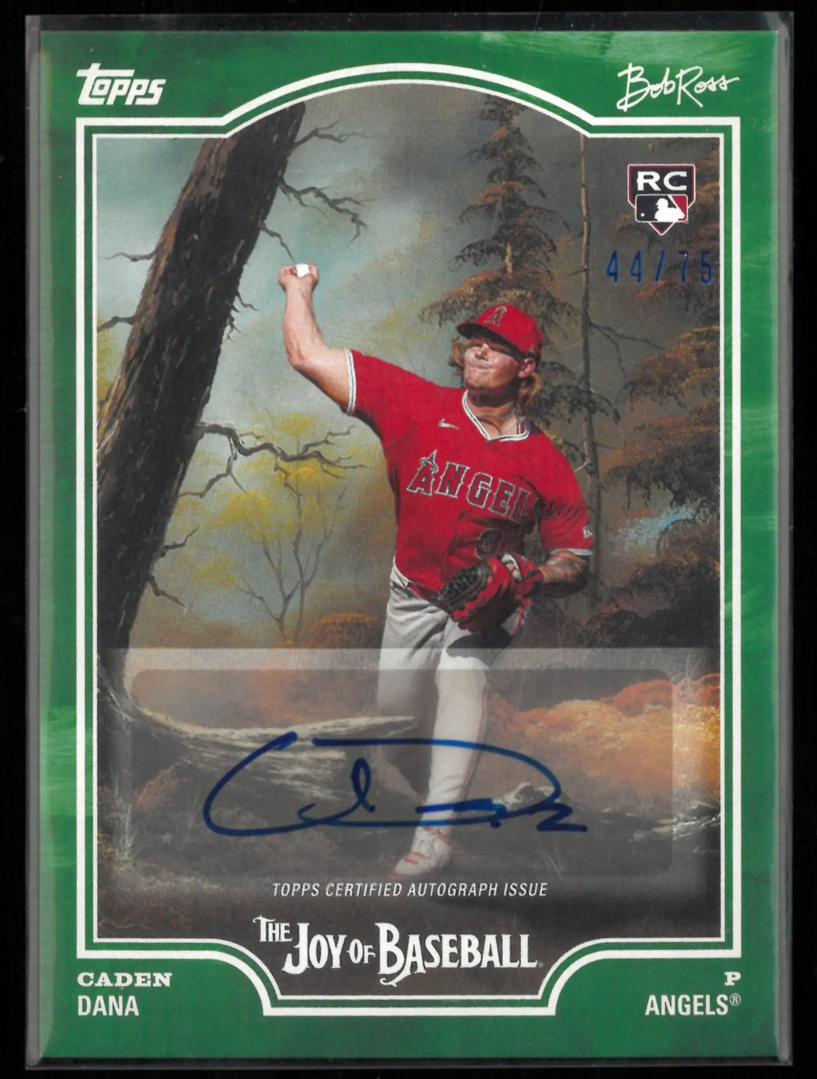 2025 Topps x Bob Ross The Joy of Baseball Caden Dana Autograph Rookie RC Green Auto /75 