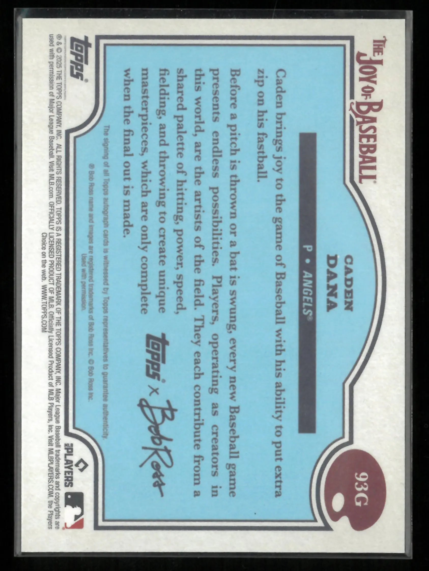 2025 Topps x Bob Ross The Joy of Baseball Caden Dana Autograph Rookie RC Green Auto /75 