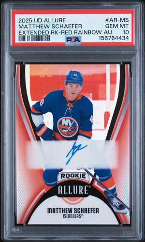 2025 UD Allure Extended Rookies Autograph Matthew Schaefer Red Rainbow PSA 10 
