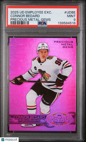 2025 UD Employee Exclusive Precious Metal Gems Connor Bedard Purple PSA 9 