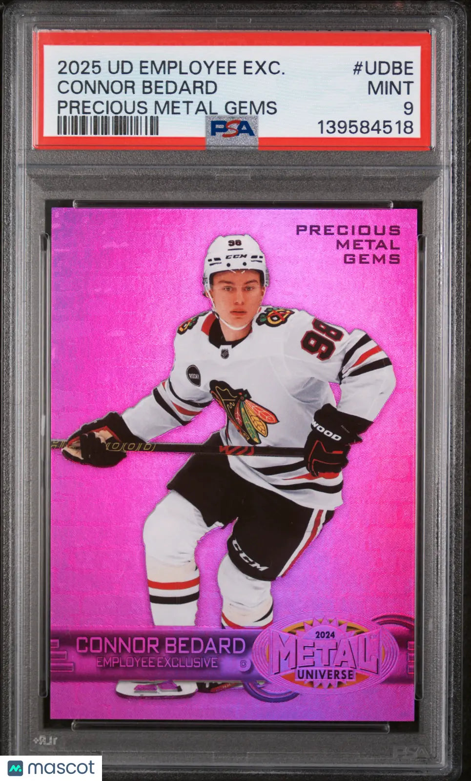 2025 UD Employee Exclusive Precious Metal Gems Connor Bedard Purple PSA 9 