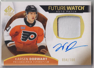 2025 UD SP Authentic Future Watch Rookie Patch Autograph Karsen Dorwart /100 