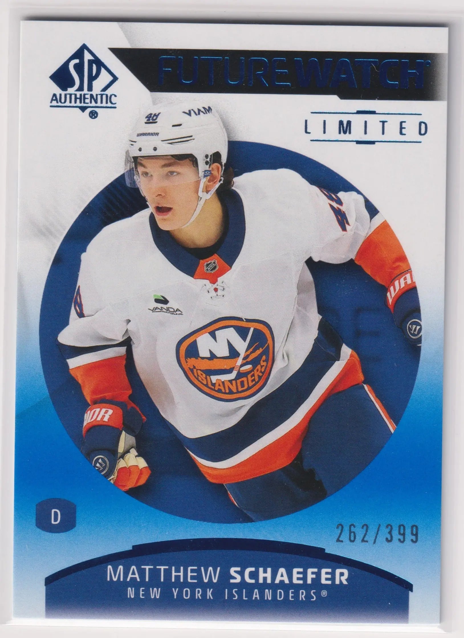 2025 UD Sp Authentic Future Watch Rookie Matthew Schaefer Limited Blue /399 RC 