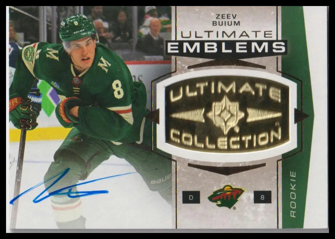 2025 UD Ultimate Collection Zeev Buium Ultimate Emblems Auto Rookies Gold #/99 