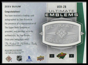 2025 UD Ultimate Collection Zeev Buium Ultimate Emblems Auto Rookies Gold #/99 