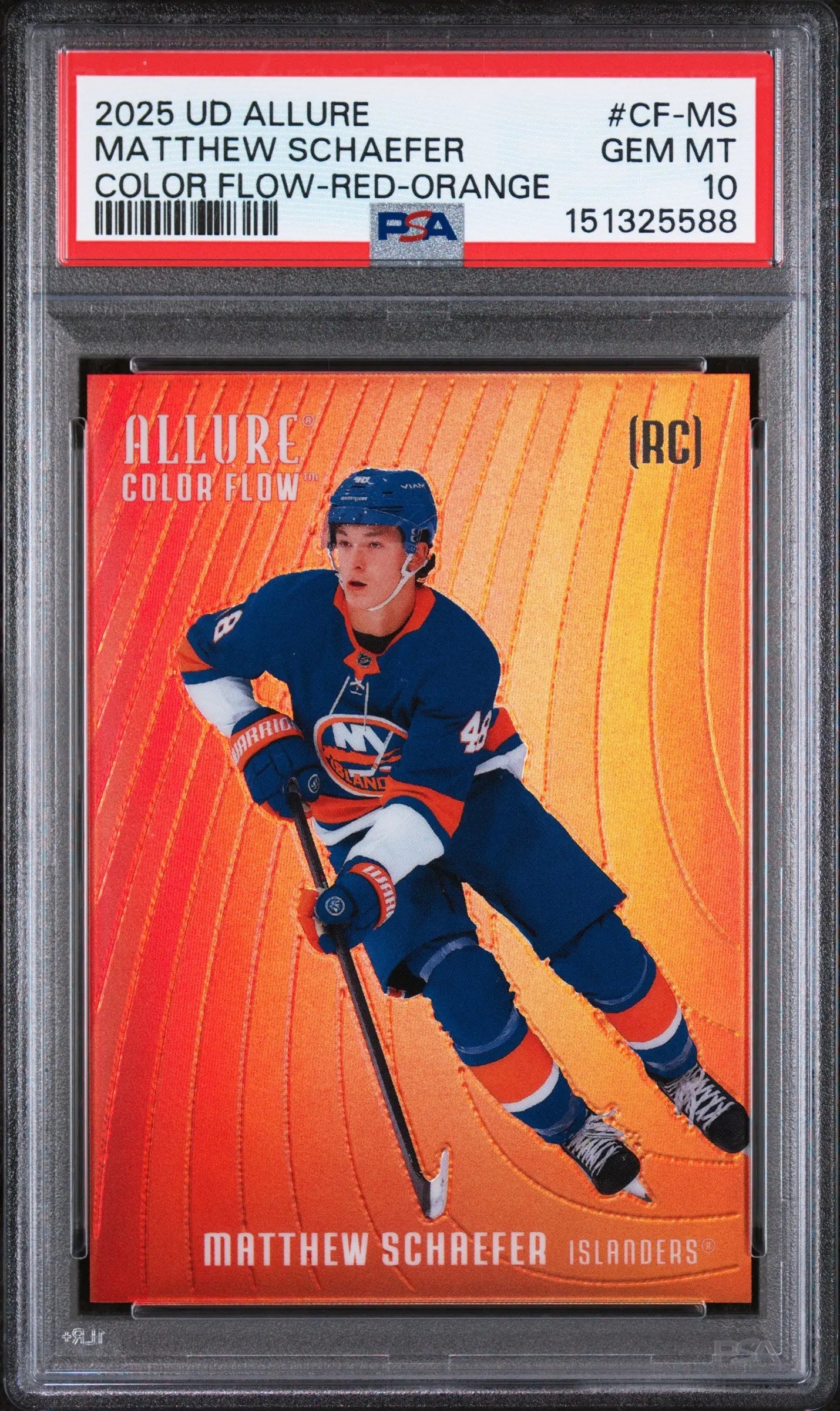 2025 Upper Deck Allure Color Flow Matthew Schaefer #CF-MS Red Orange PSA 10 