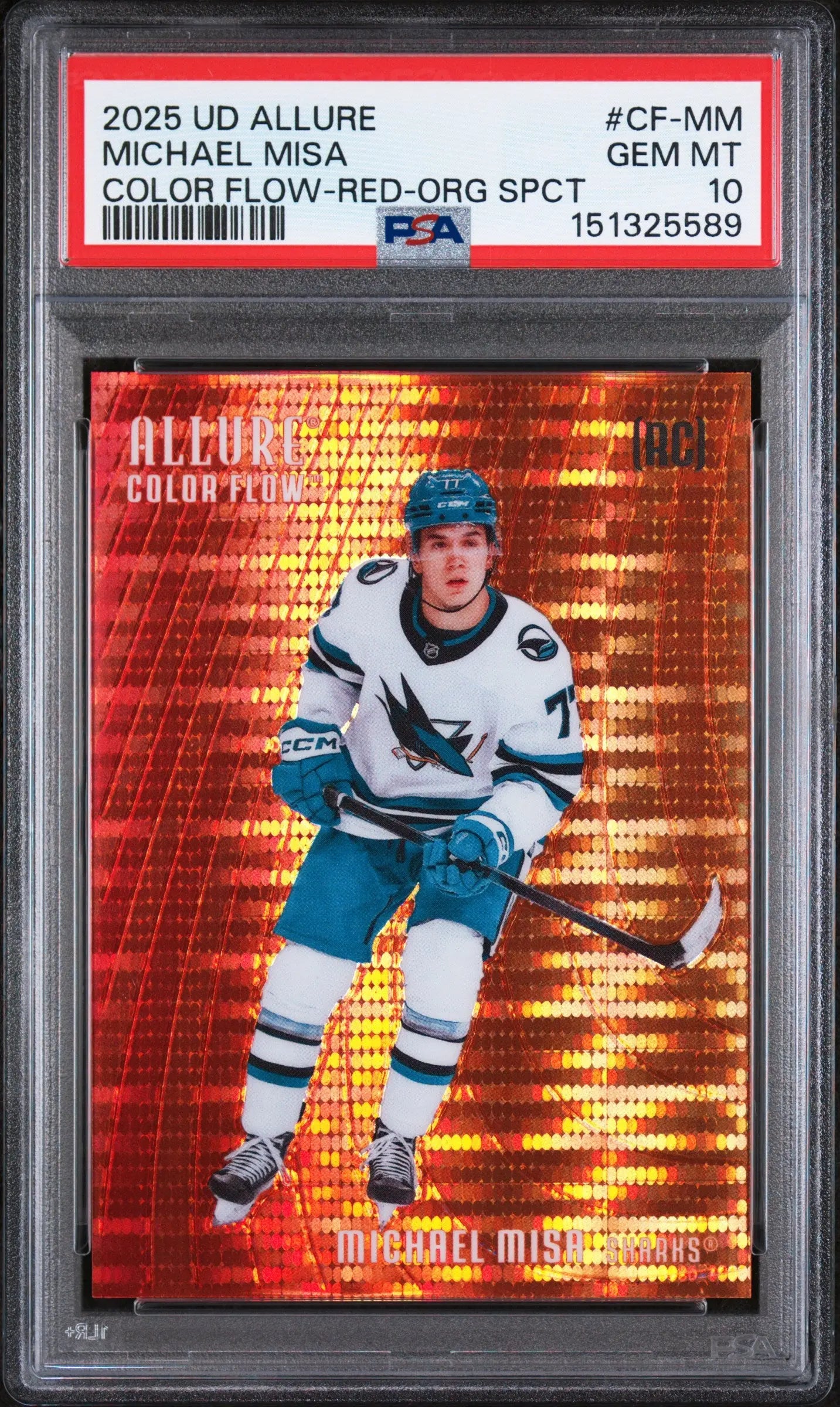 2025 Upper Deck Allure Color Flow Michael Misa #CF-MM Red Org Spct PSA 10 