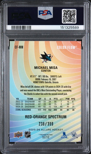 2025 Upper Deck Allure Color Flow Michael Misa #CF-MM Red Org Spct PSA 10 