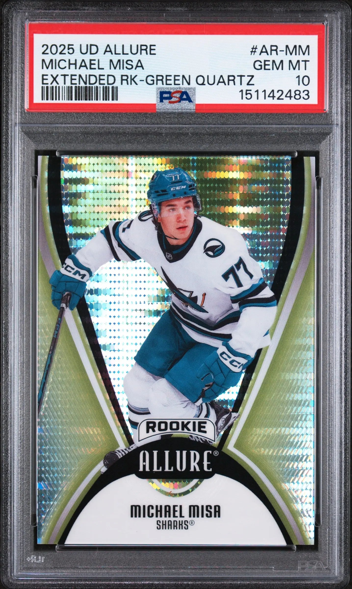 2025 Upper Deck Allure Extended Green Quartz Rookies Michael Misa /99 PSA 10 