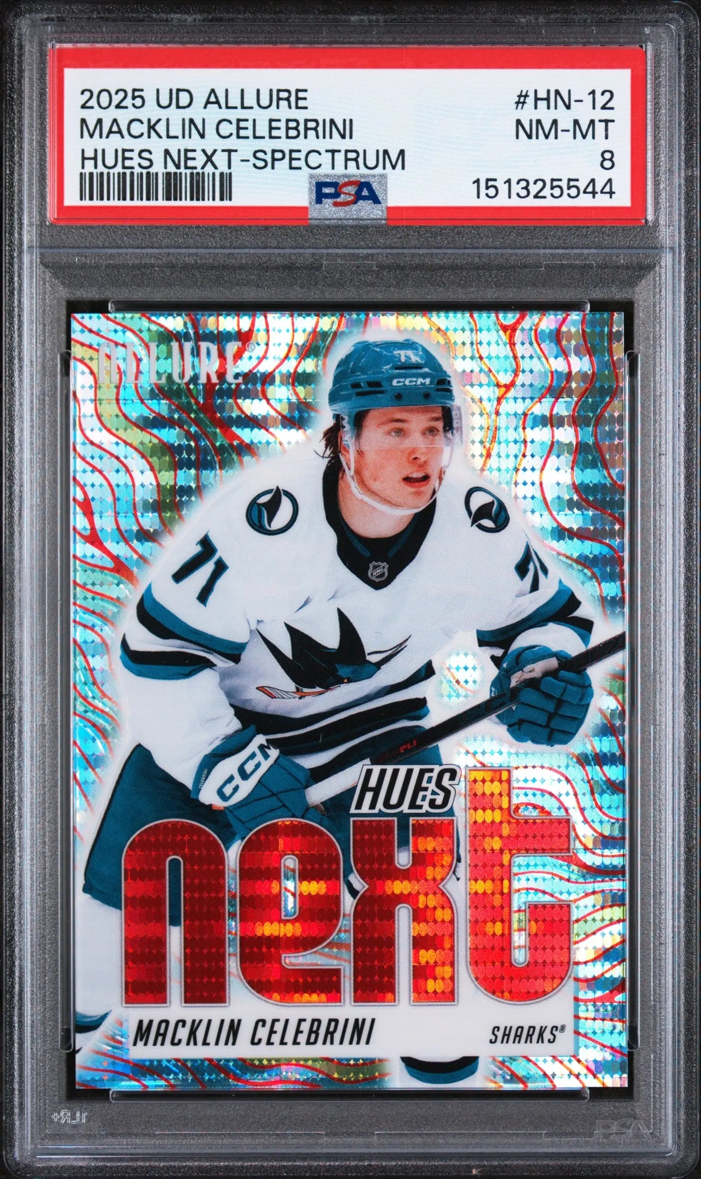 2025 Upper Deck Allure Hues Next Macklin Celebrini #HN-12 Spectrum PSA 8 