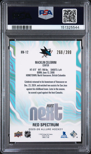2025 Upper Deck Allure Hues Next Macklin Celebrini #HN-12 Spectrum PSA 8 