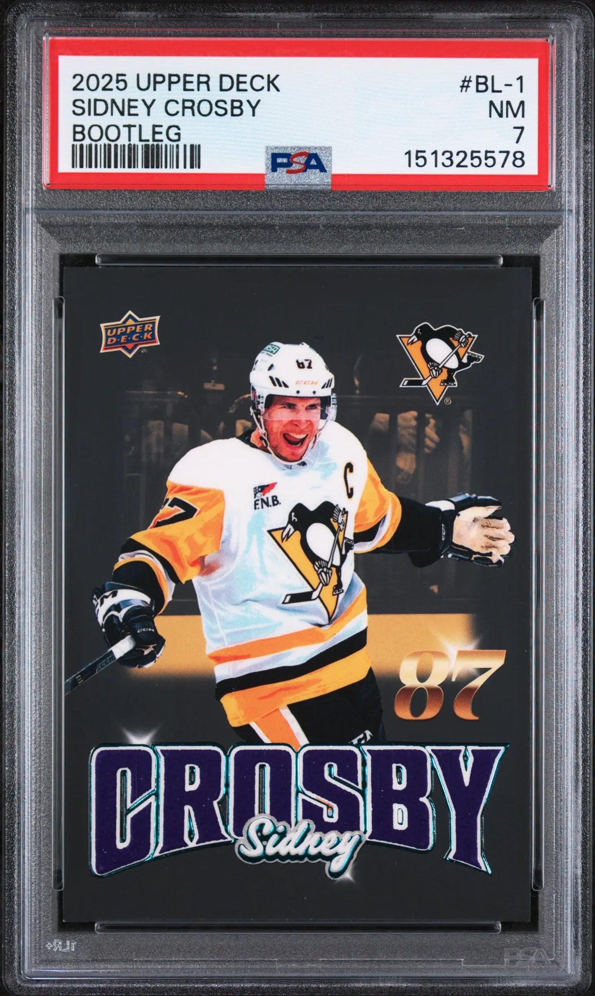 2025 Upper Deck Bootleg Sidney Crosby PSA 7 
