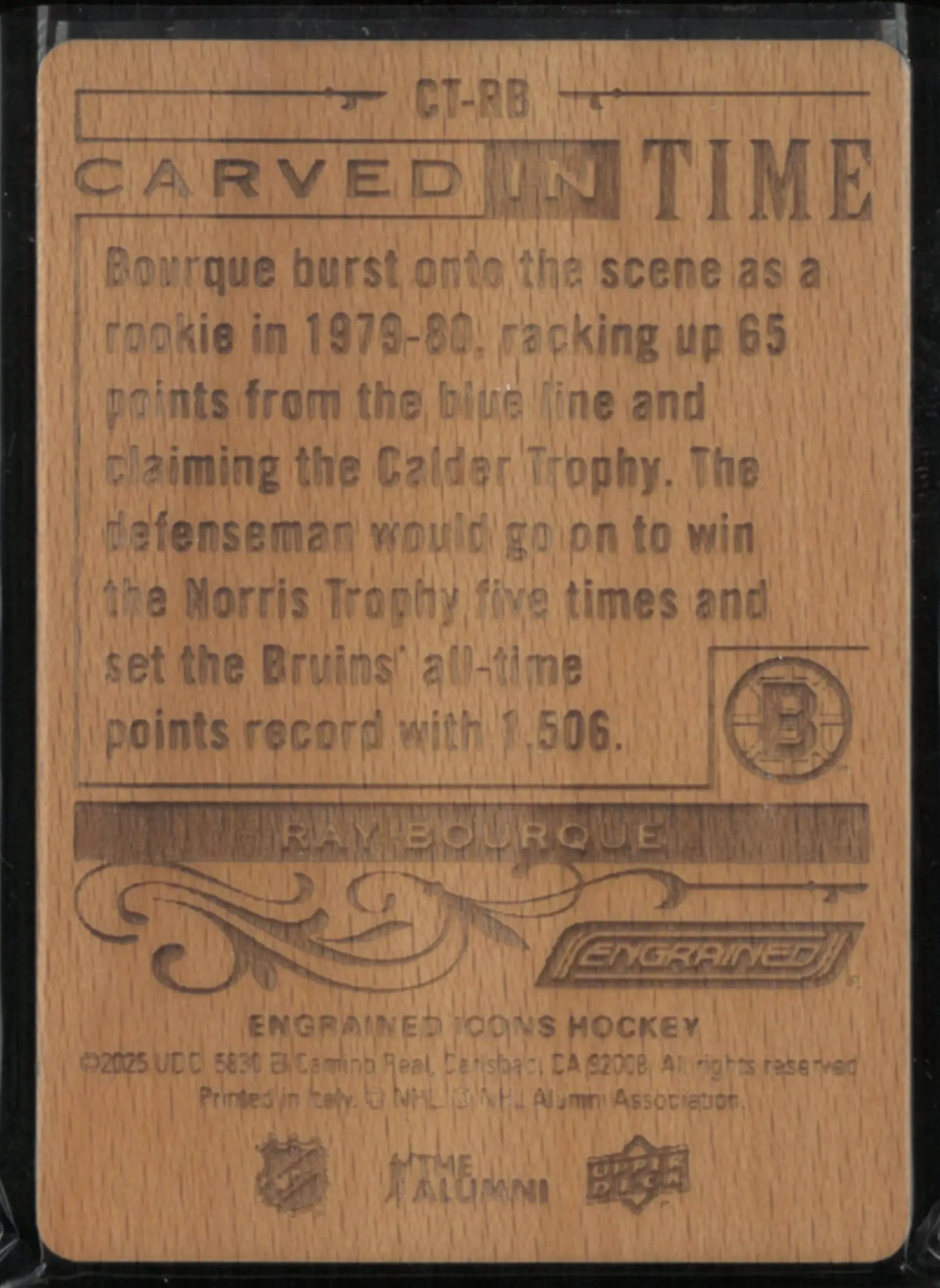 2025 Upper Deck Carved In Time Engrained Icons Ray Bourque 