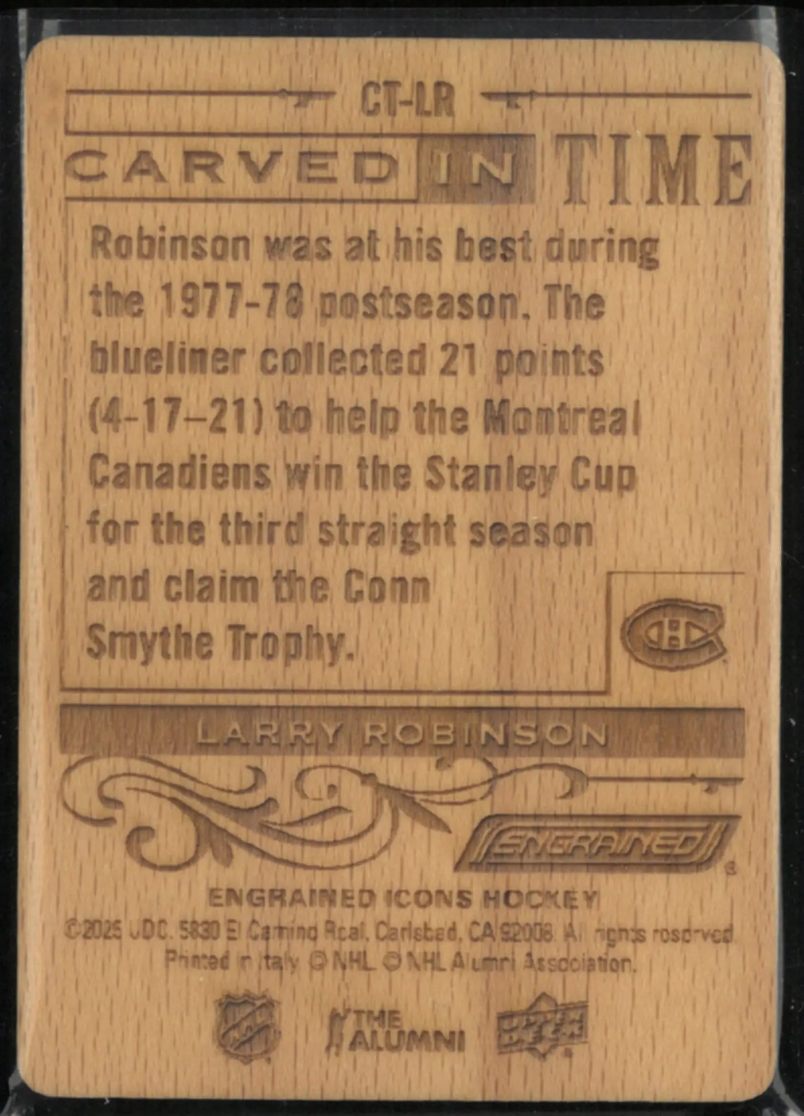 2025 Upper Deck Carved in Time Engrained Icons Larry Robinson 