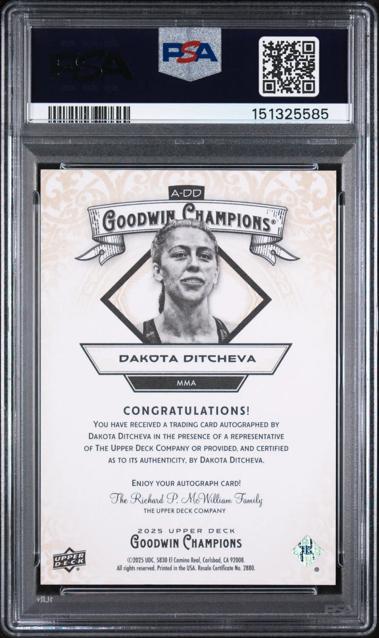 2025 Upper Deck Goodwin Champions Autographs Dakota Ditcheva Auto PSA 10 