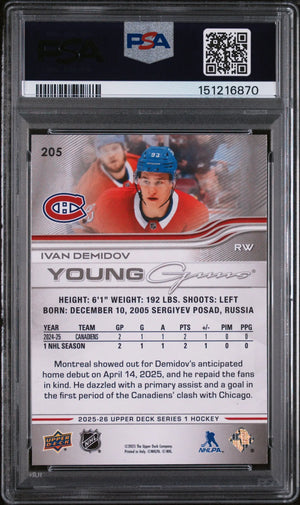 2025 Upper Deck Ivan Demidov #205 PSA 8 