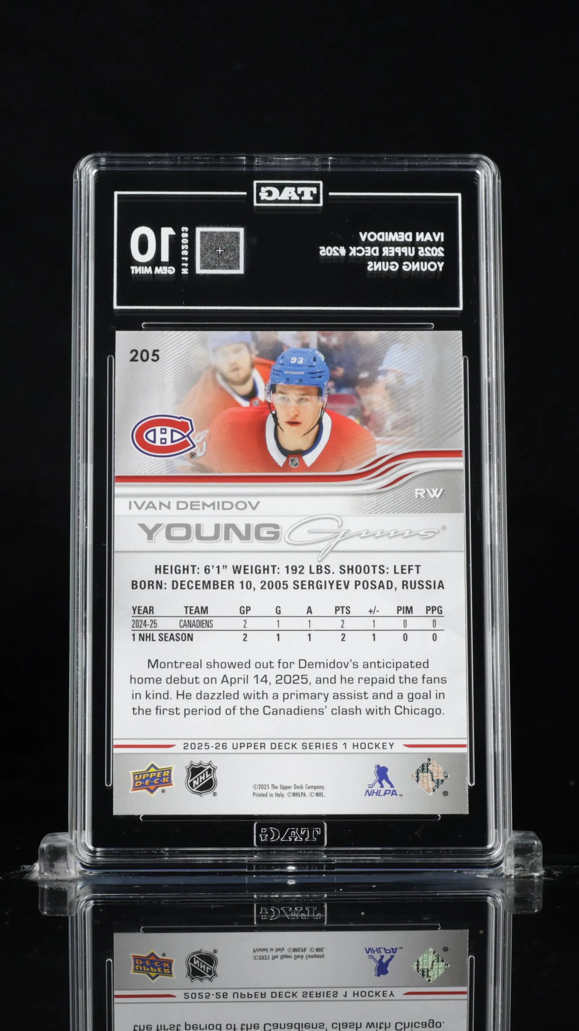 2025 Upper Deck Ivan Demidov #205 TAG 10 