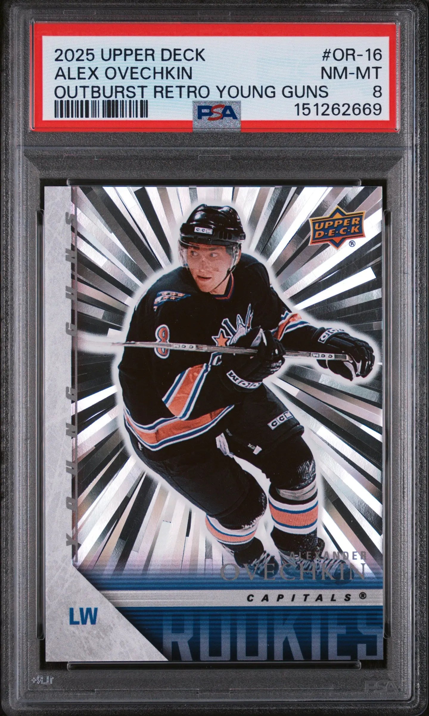 2025 Upper Deck Outburst Retro Young Guns Alex Ovechkin #OR-16 PSA 8 