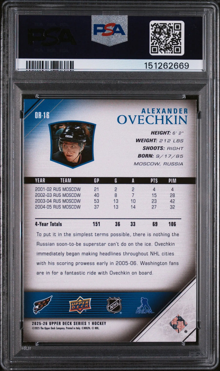 2025 Upper Deck Outburst Retro Young Guns Alex Ovechkin #OR-16 PSA 8 