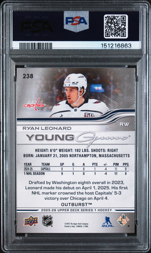2025 Upper Deck Ryan Leonard #238 Outburst PSA 10 