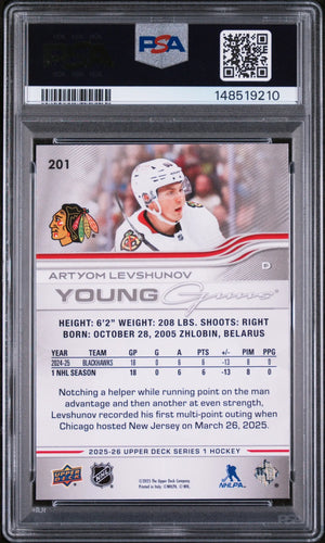 2025 Upper Deck Series 1 Young Guns Rookie Artyom Levshunov RC PSA 9 