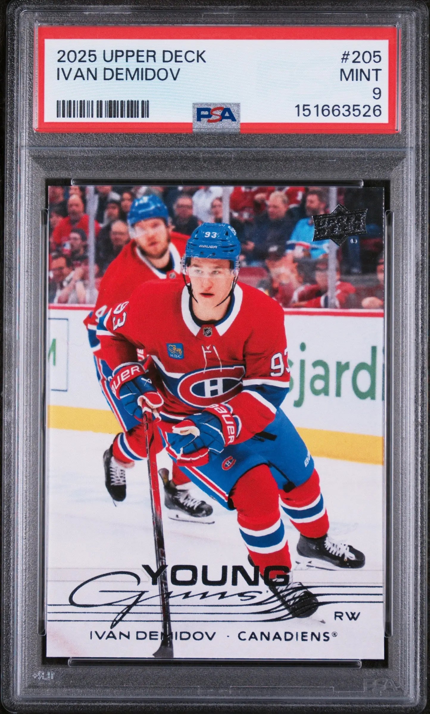 2025 Upper Deck Series 1 Young Guns Rookie Ivan Demidov #205 PSA 9 
