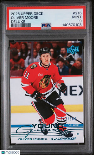 2025 Upper Deck Series 1 Young Guns Rookie Oliver Moore Deluxe RC /250 PSA 9 