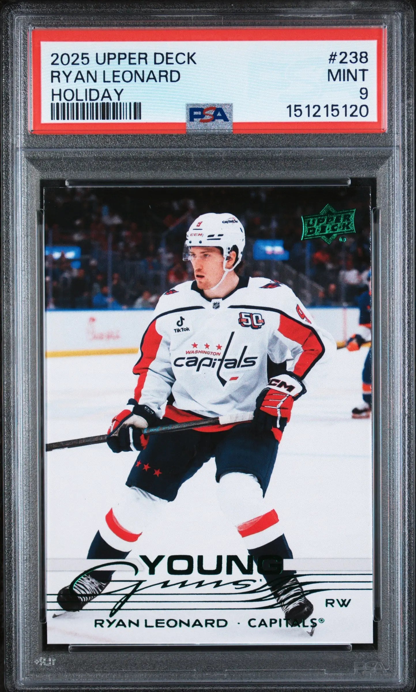 2025 Upper Deck Series 1 Young Guns Rookie Ryan Leonard Holiday RC PSA 9 