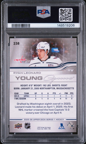 2025 Upper Deck Series 1 Young Guns Rookie Ryan Leonard RC PSA 9 
