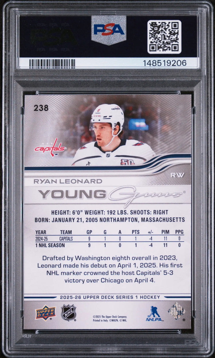 2025 Upper Deck Series 1 Young Guns Rookie Ryan Leonard RC PSA 9 