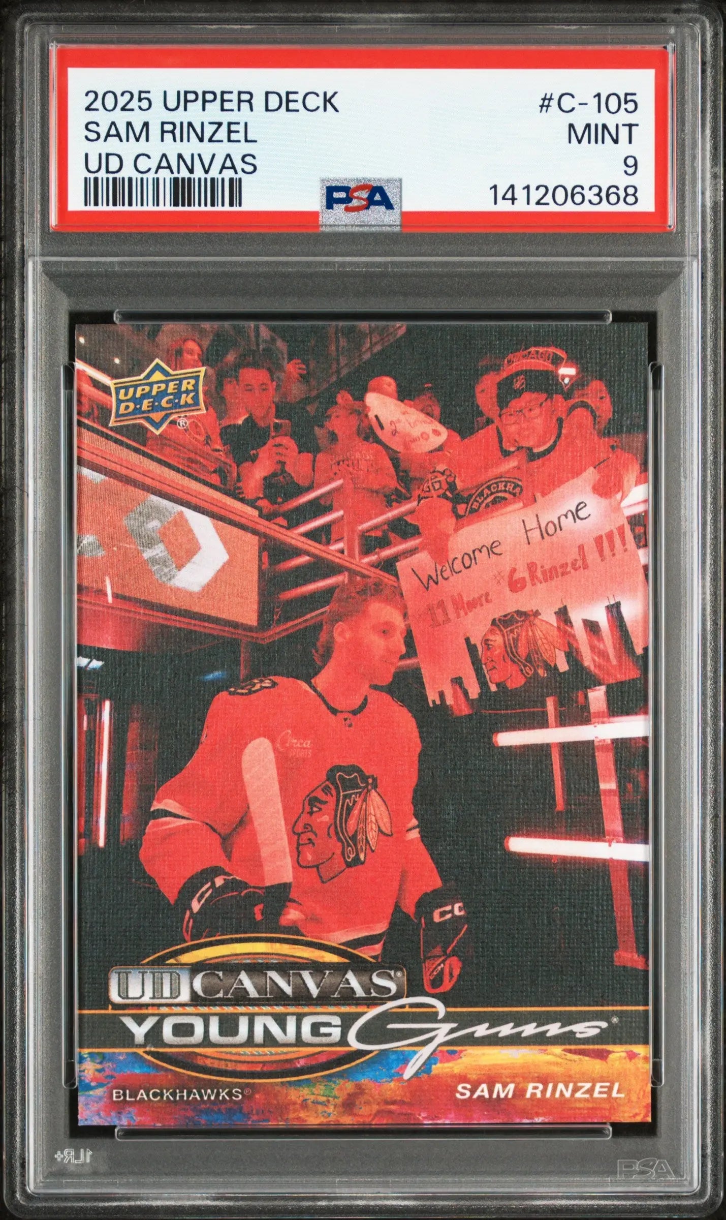 2025 Upper Deck Series 1 Young Guns Rookie UD Canvas Sam Rinzel RC PSA 9 